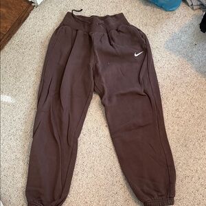 Nike Brown Sweatpants with White Logo